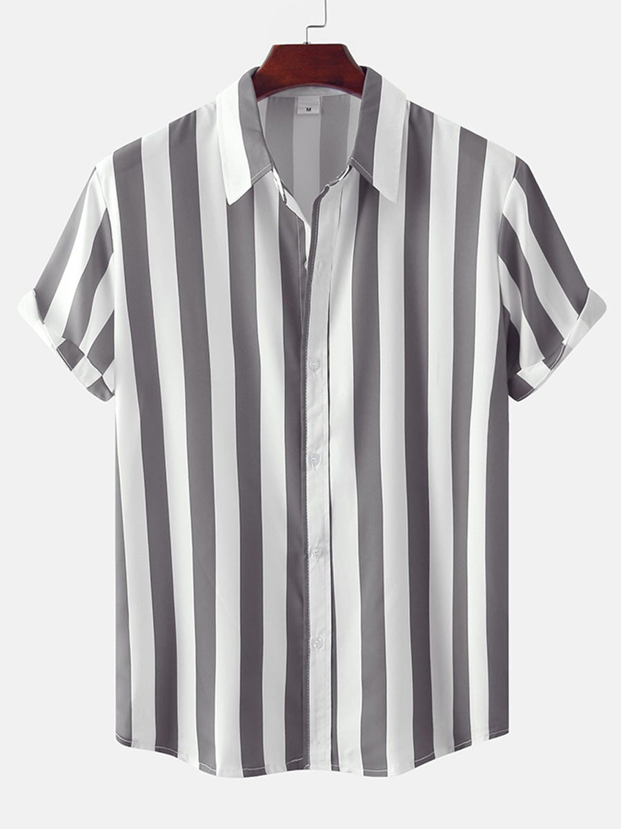 Camicia da uomo a maniche corte con stampa verticale