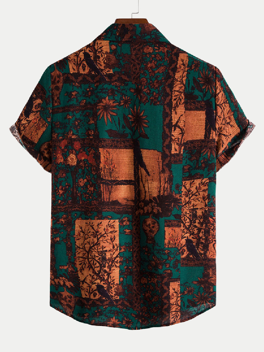 Men's Floral square short sleeve shirt