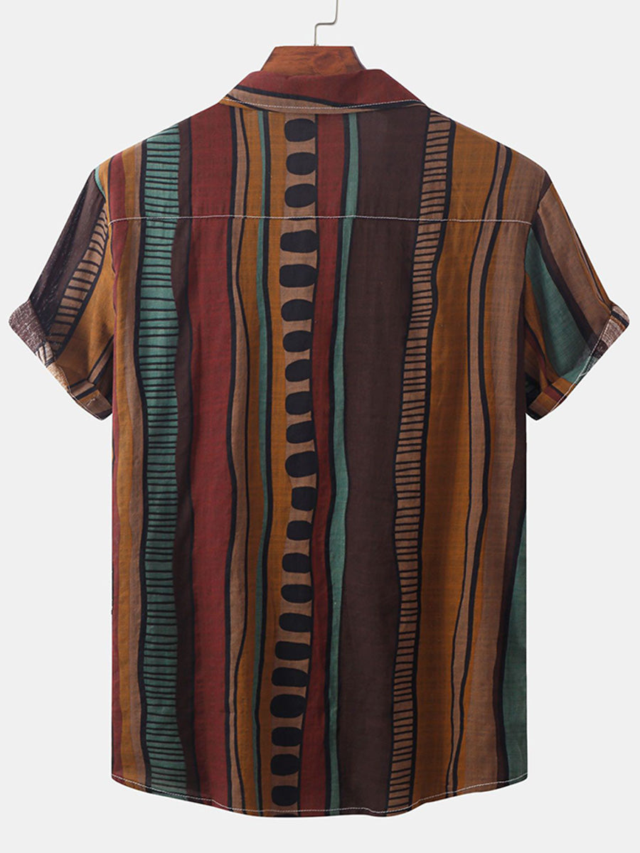 Camicia da uomo a maniche corte con stampa verticale