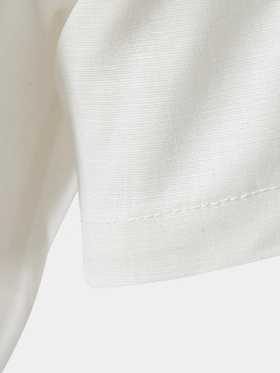 Camicia da uomo a maniche corte in lino tinta unita