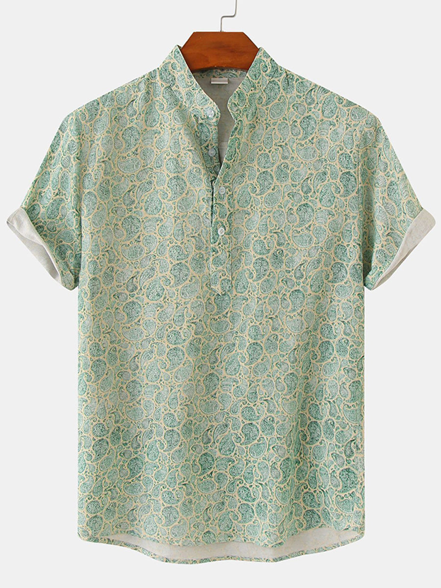 Camicia da uomo a maniche corte con stampa hawaiana