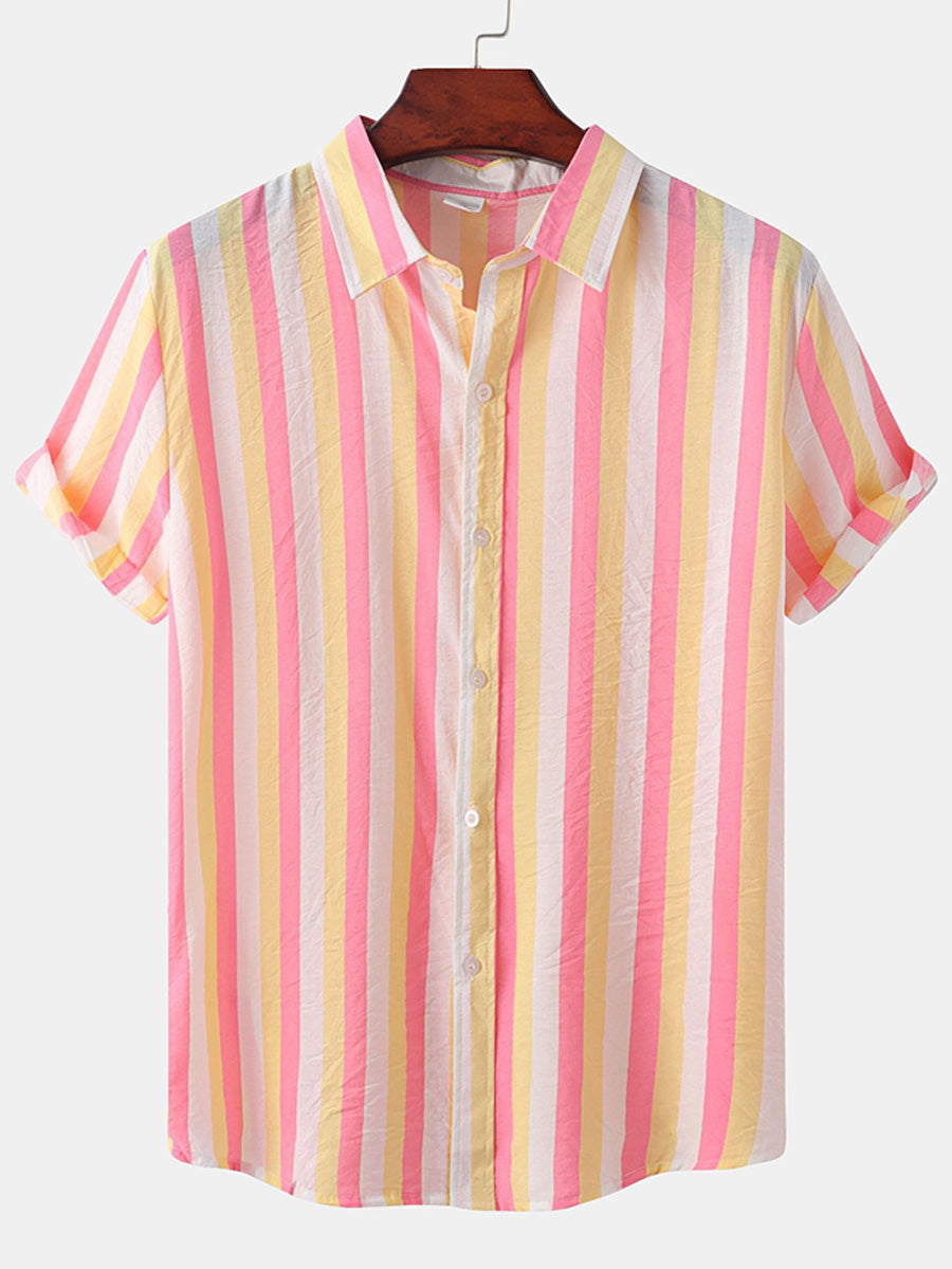 Chemise à manches courtes à imprimé vertical pour homme