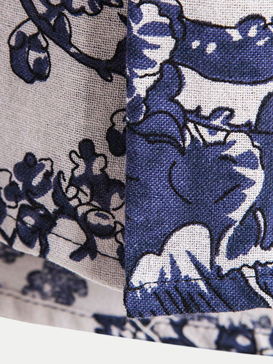 Chemise homme manches courtes imprimé branches