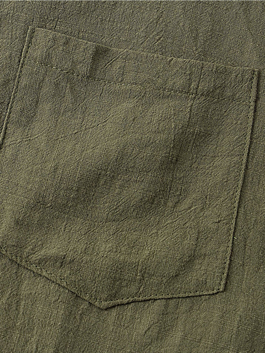 Chemise à manches courtes en coton uni pour homme