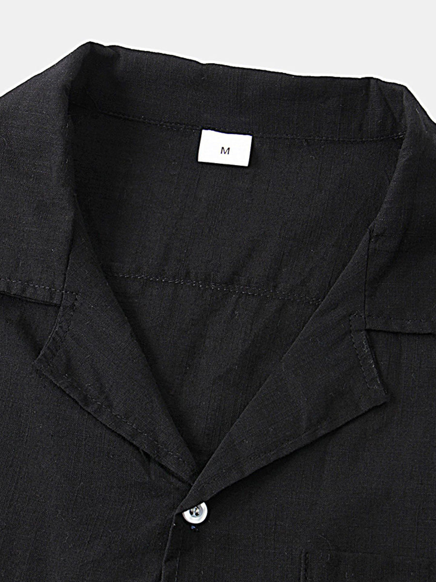 Chemise à manches courtes en coton uni pour homme