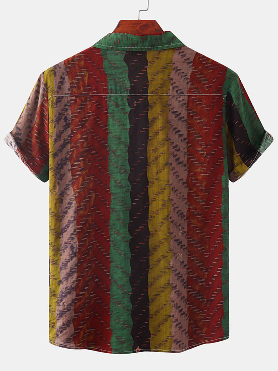 Camicia da uomo a maniche corte con stampa verticale