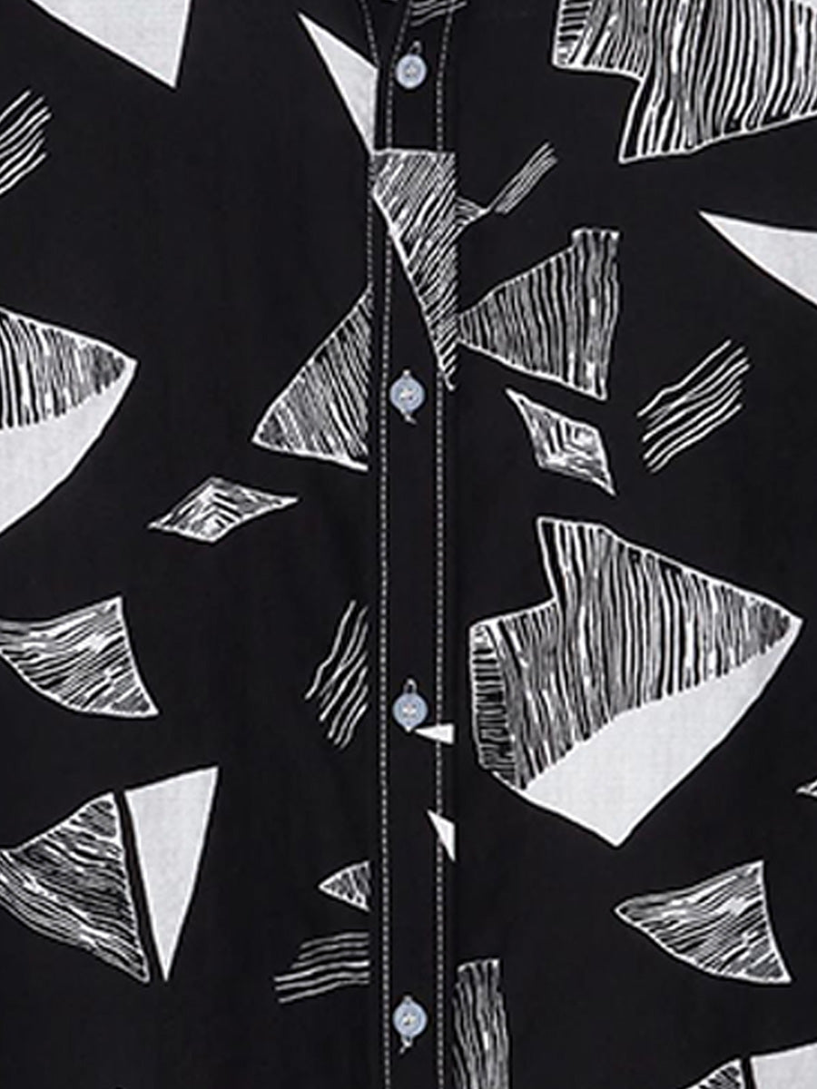 Camicia a maniche corte con stampa casual da uomo