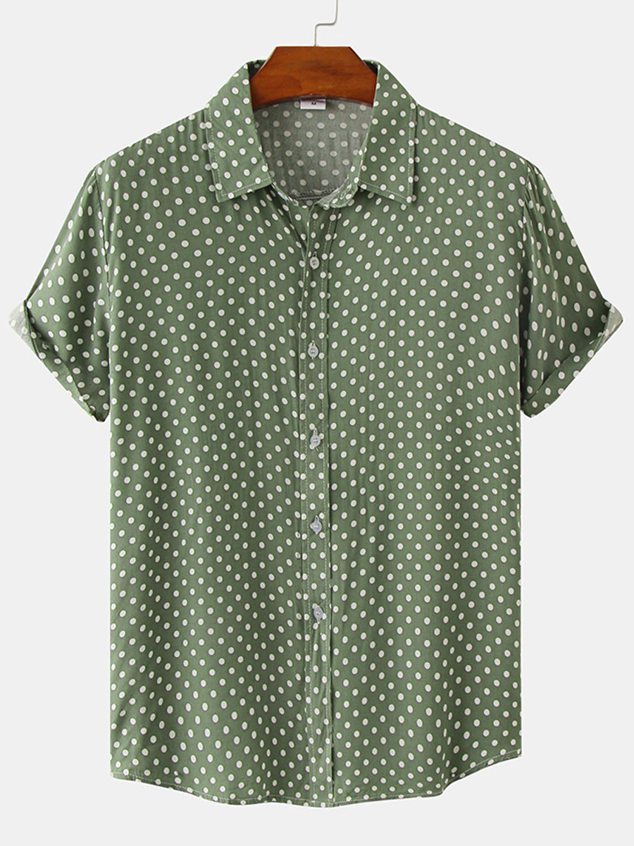 Camicia da uomo a maniche corte a pois