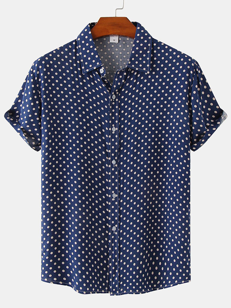 Camicia da uomo a maniche corte a pois