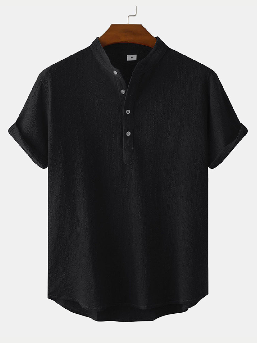 Men's  Solid casual short sleeve shirt