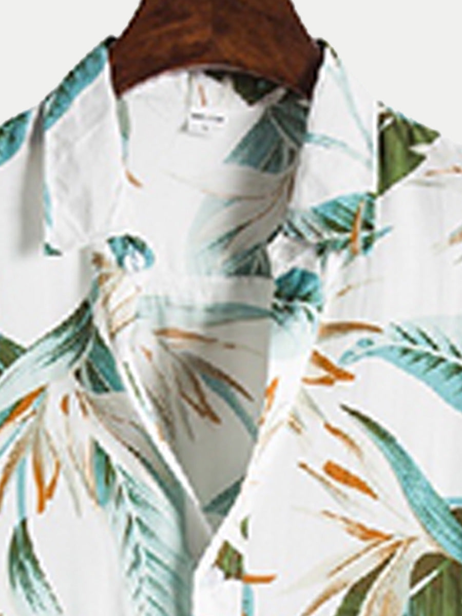 Camicia da uomo manica corta foglia