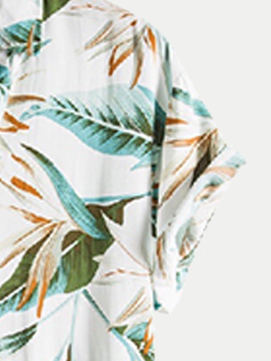 Camicia da uomo manica corta foglia