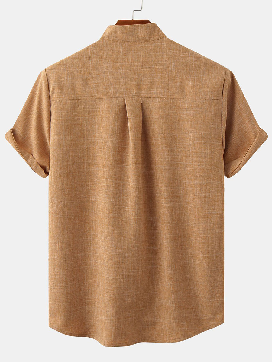 Men's  Solid cotton short sleeve shirt