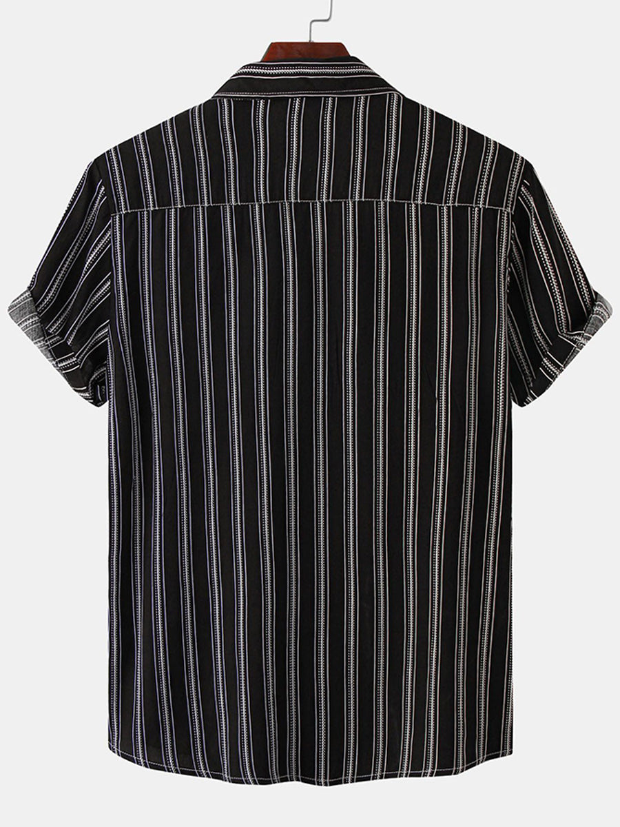 Camicia da uomo a maniche corte con stampa verticale