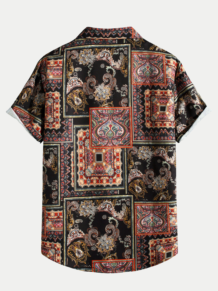 Men's Patchwork Print short sleeve shirt