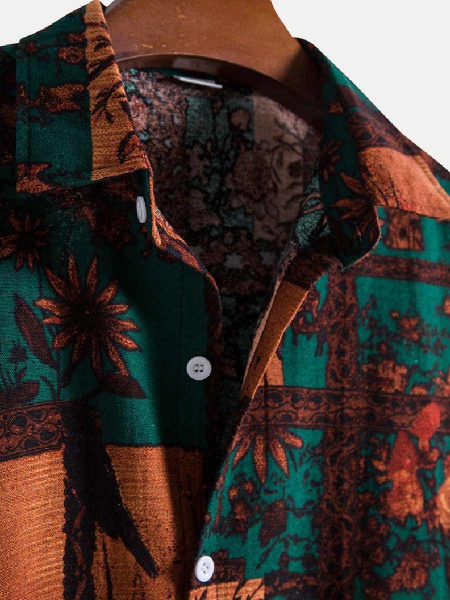 Men's Floral square short sleeve shirt