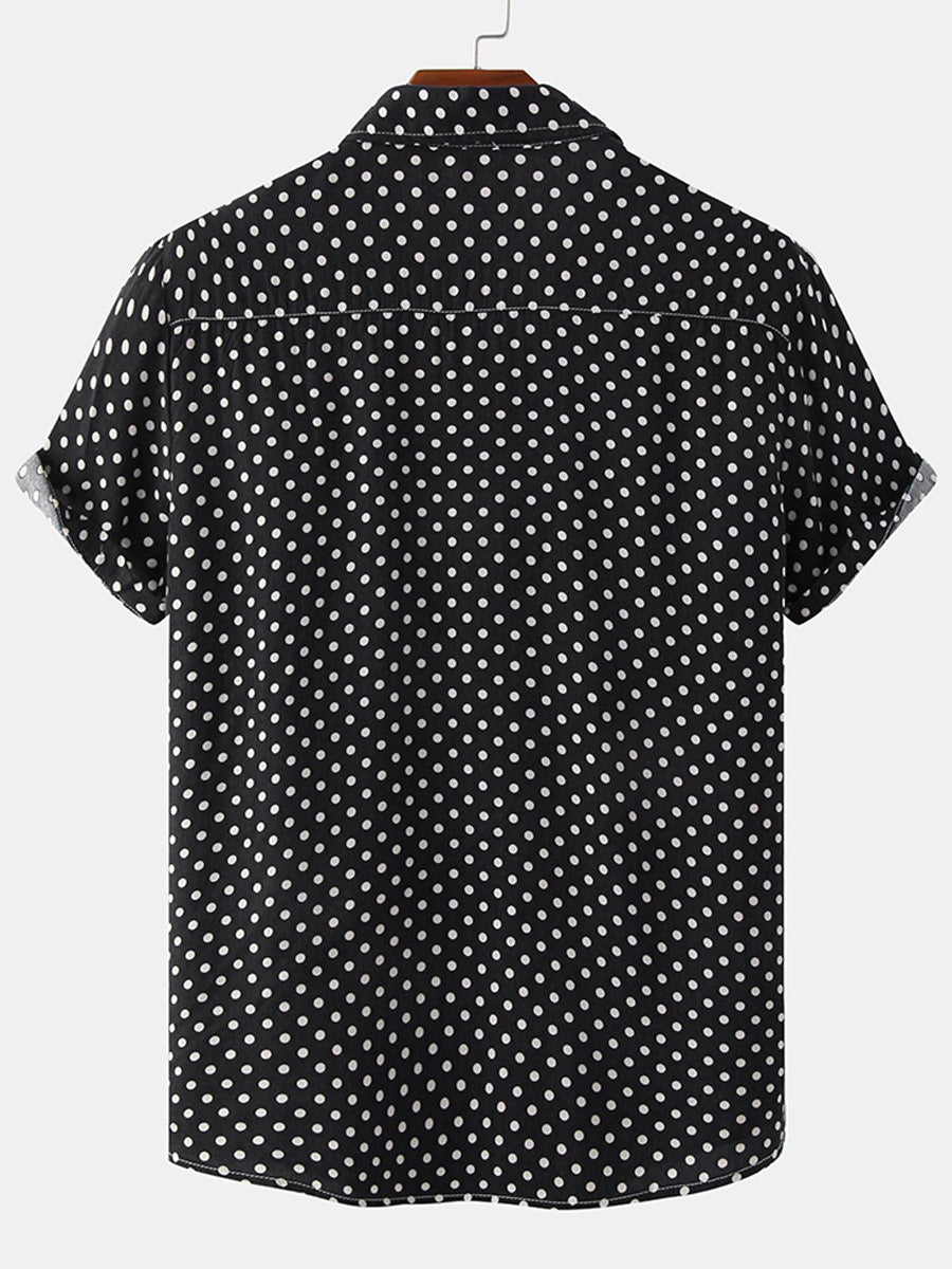 Camicia da uomo a maniche corte a pois