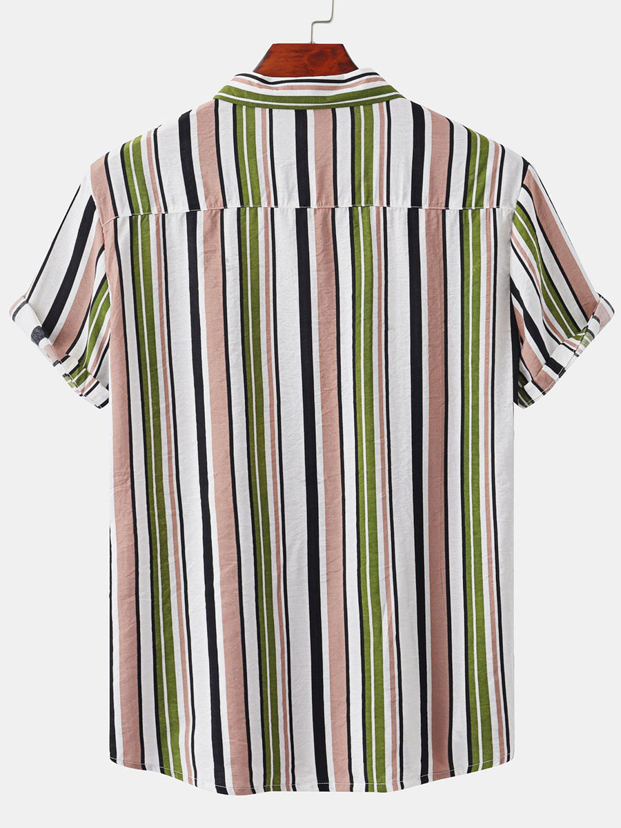 Chemise à manches courtes à imprimé vertical pour homme