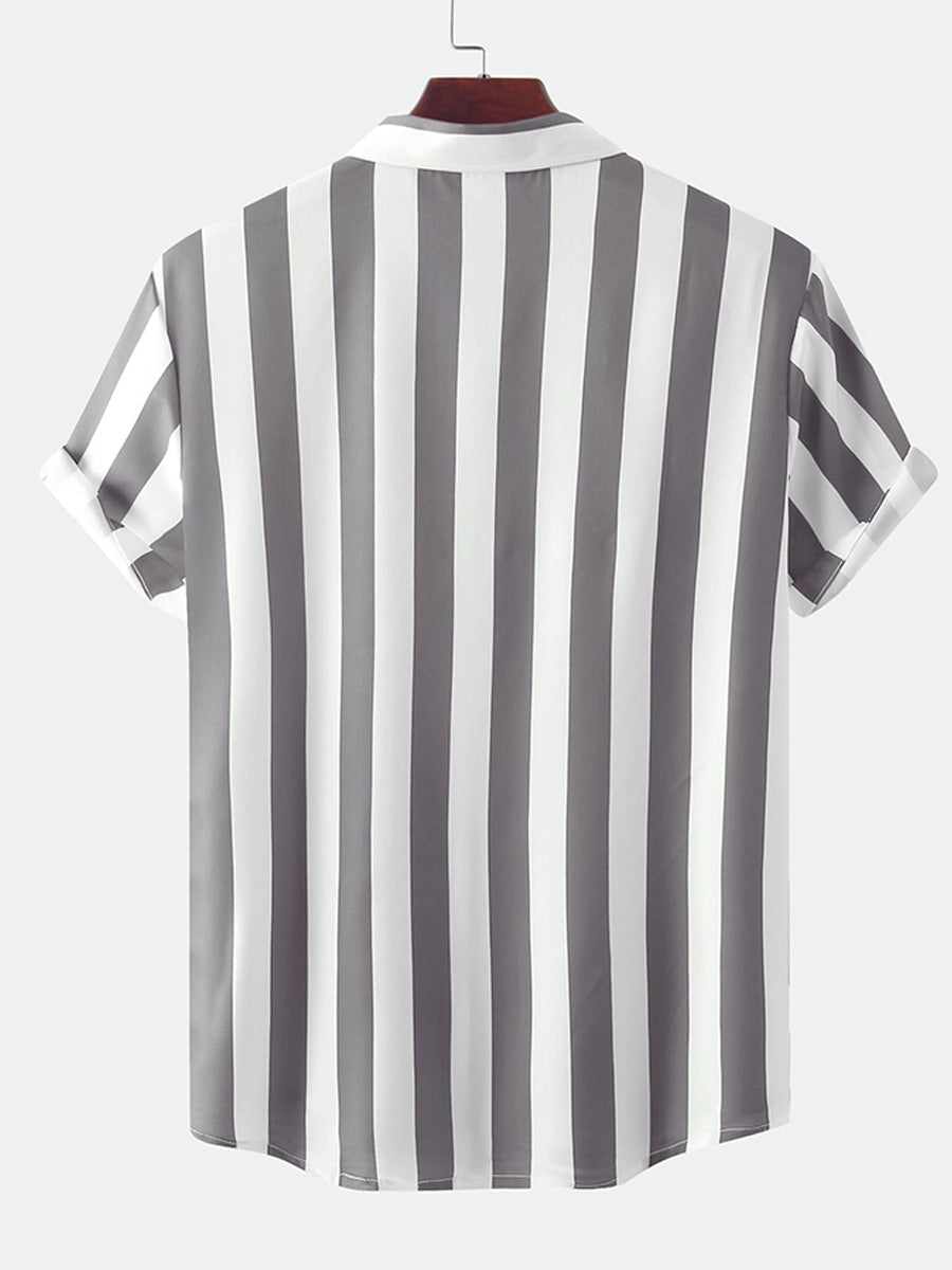 Camicia da uomo a maniche corte con stampa verticale