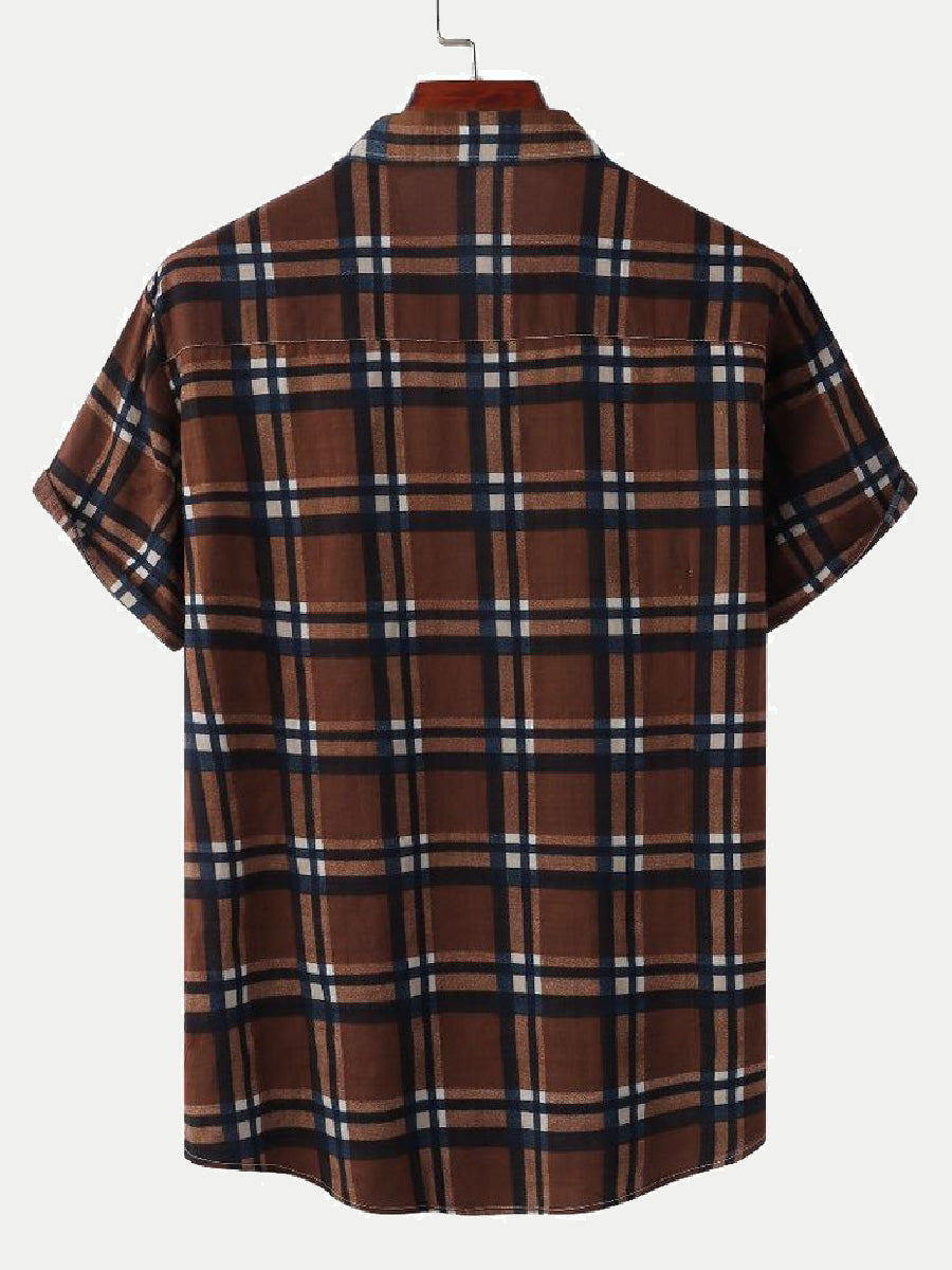 Men's Checkered Print short sleeve shirt