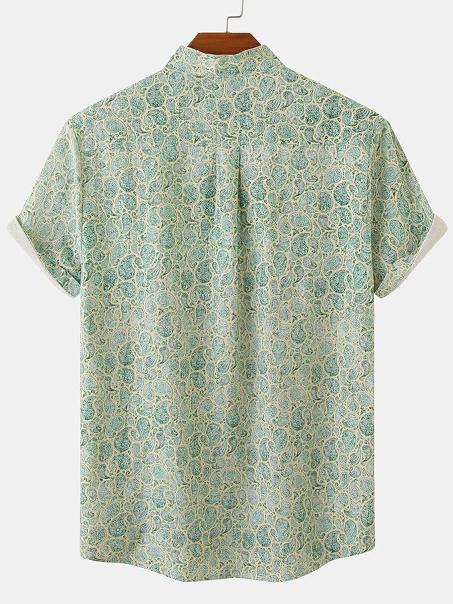 Camicia da uomo a maniche corte con stampa hawaiana