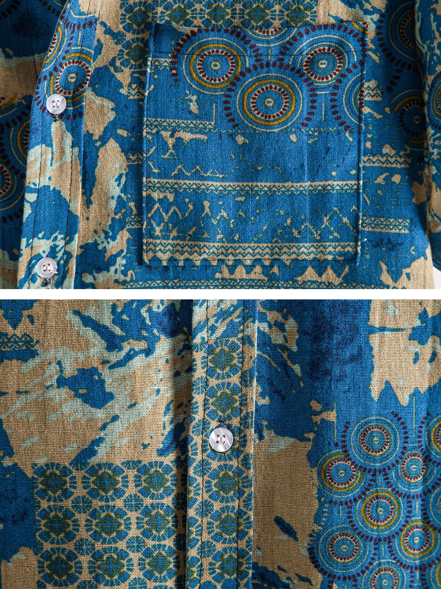 Men's Ethnic Print short sleeve shirt