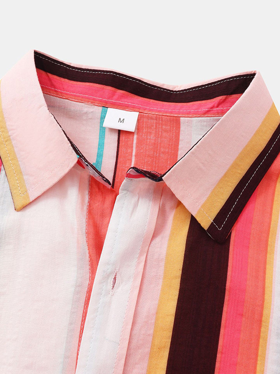 Chemise à manches courtes à imprimé vertical pour homme