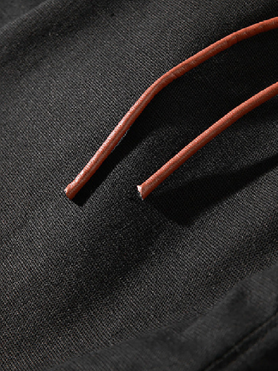 Pantaloncini casual da uomo in cotone e lino in pizzo sciolto tinta unita