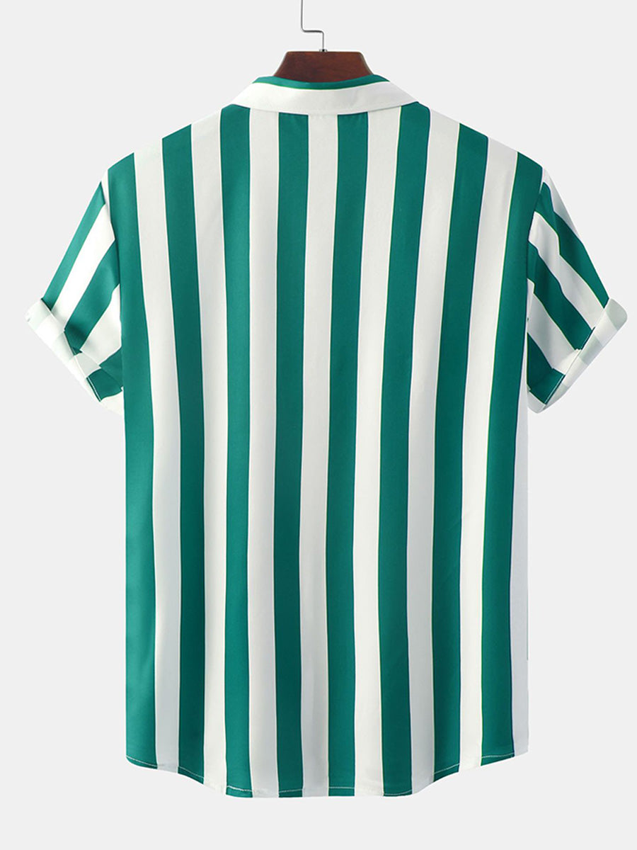 Chemise à manches courtes à imprimé vertical pour homme