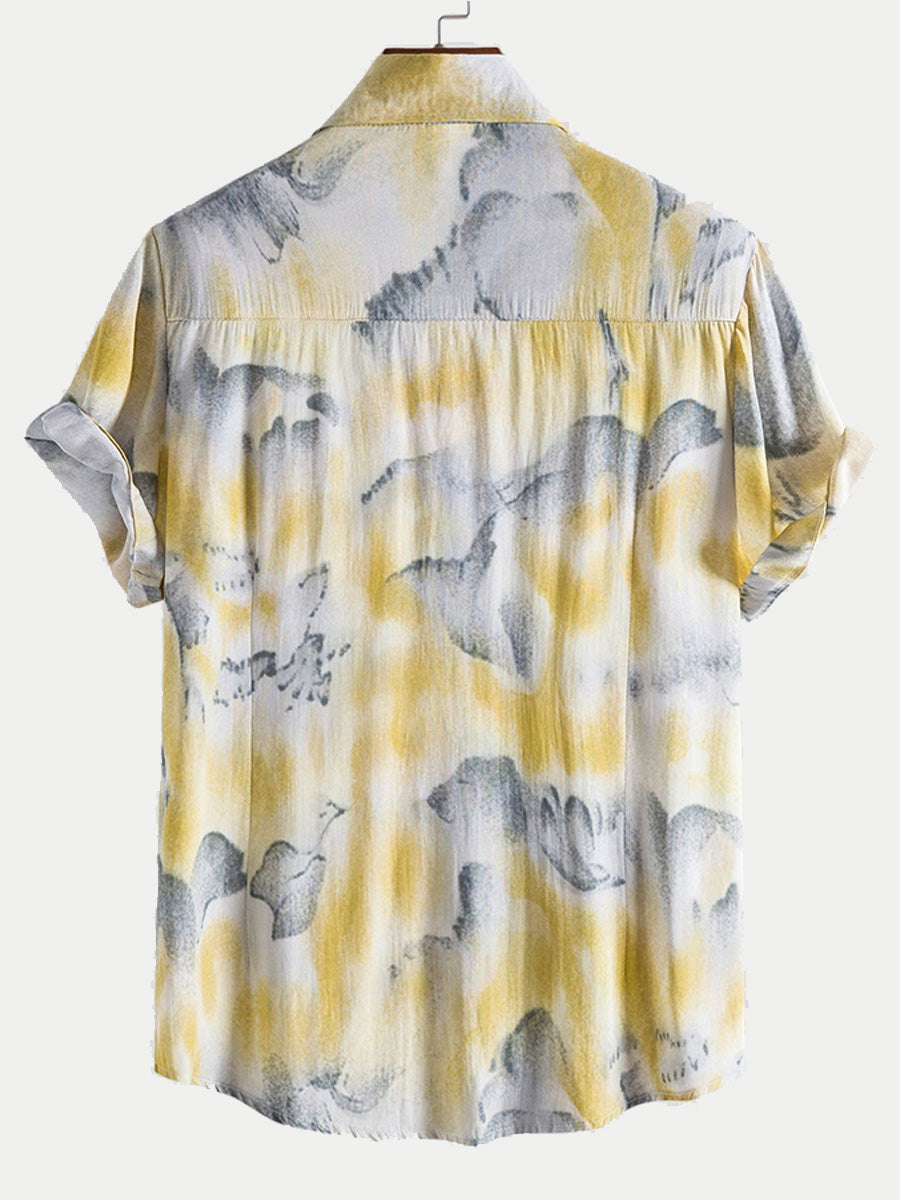 Camicia a maniche corte con stampa casual da uomo