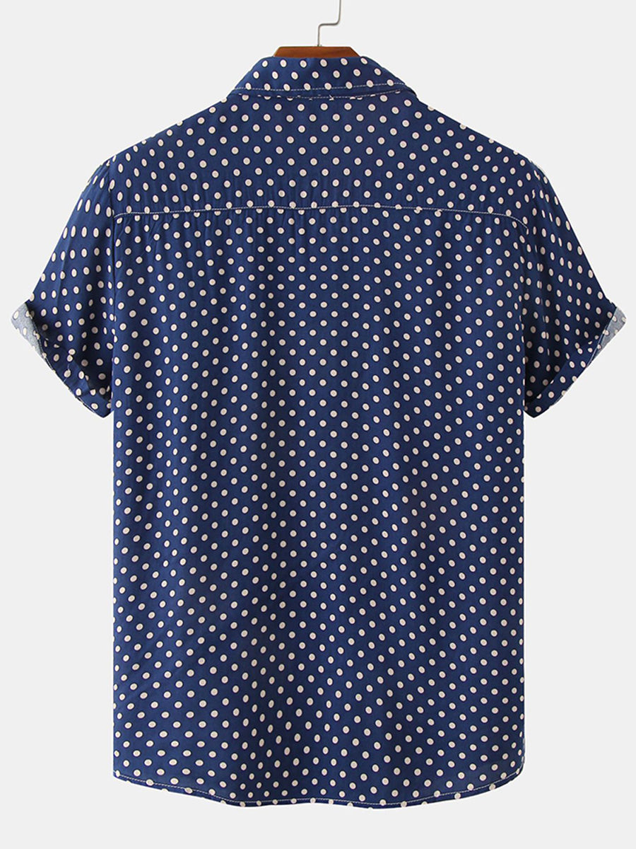 Camicia da uomo a maniche corte a pois