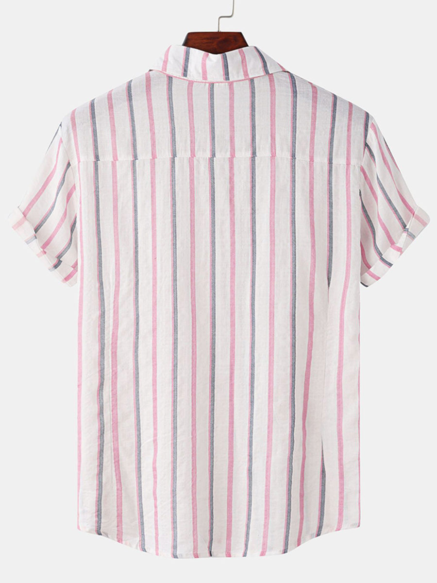 Camicia da uomo a maniche corte con stampa verticale