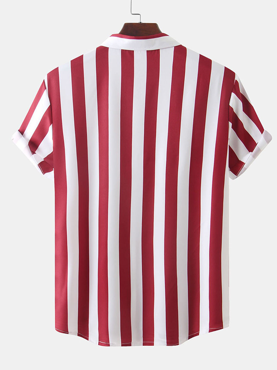 Chemise à manches courtes à imprimé vertical pour homme