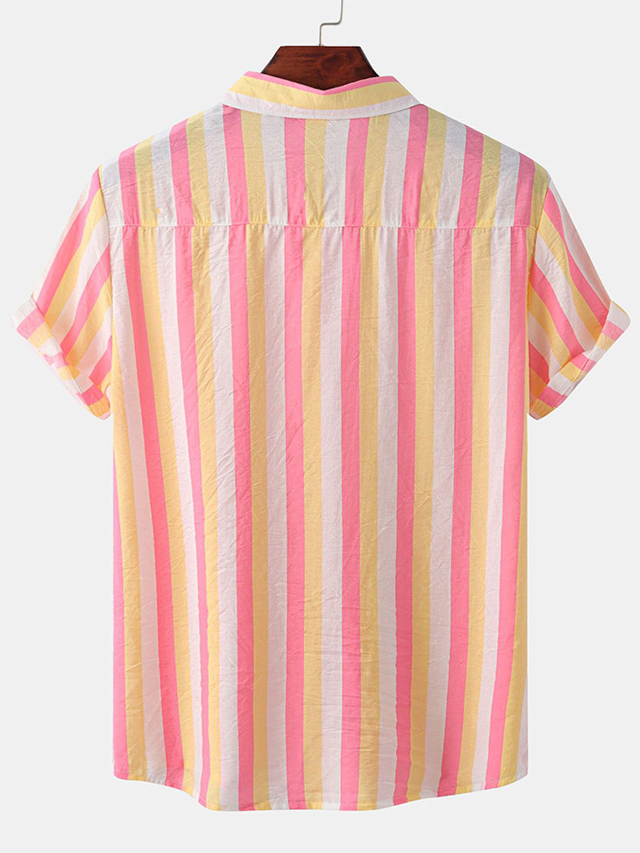 Chemise à manches courtes à imprimé vertical pour homme
