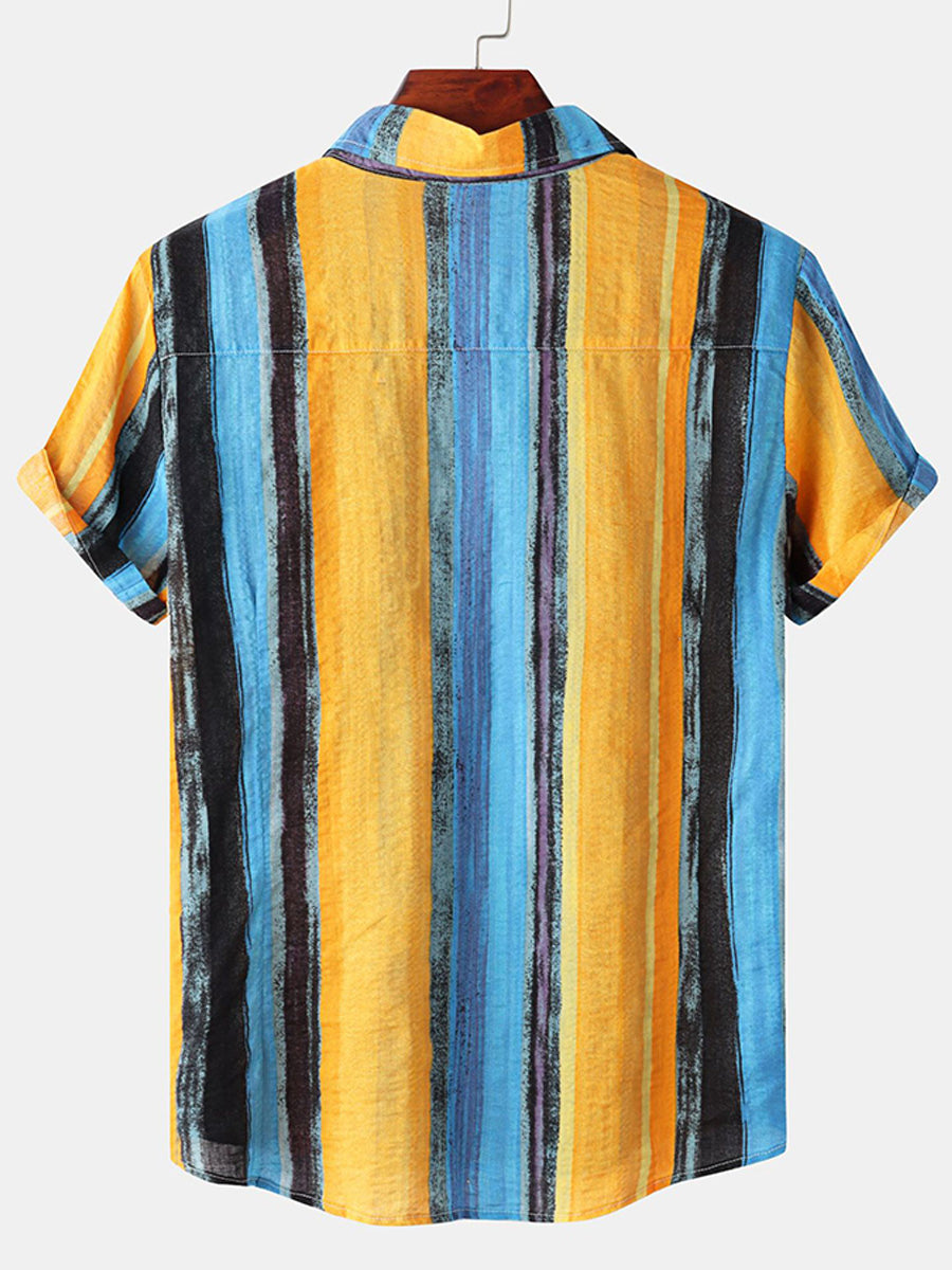 Camicia da uomo a maniche corte con stampa verticale