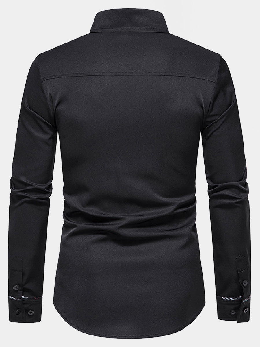 Chemise manches longues patchwork à carreaux pour homme