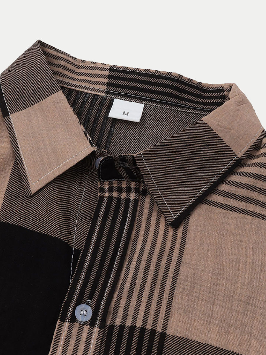 Men's Checkered printed short sleeve shirt