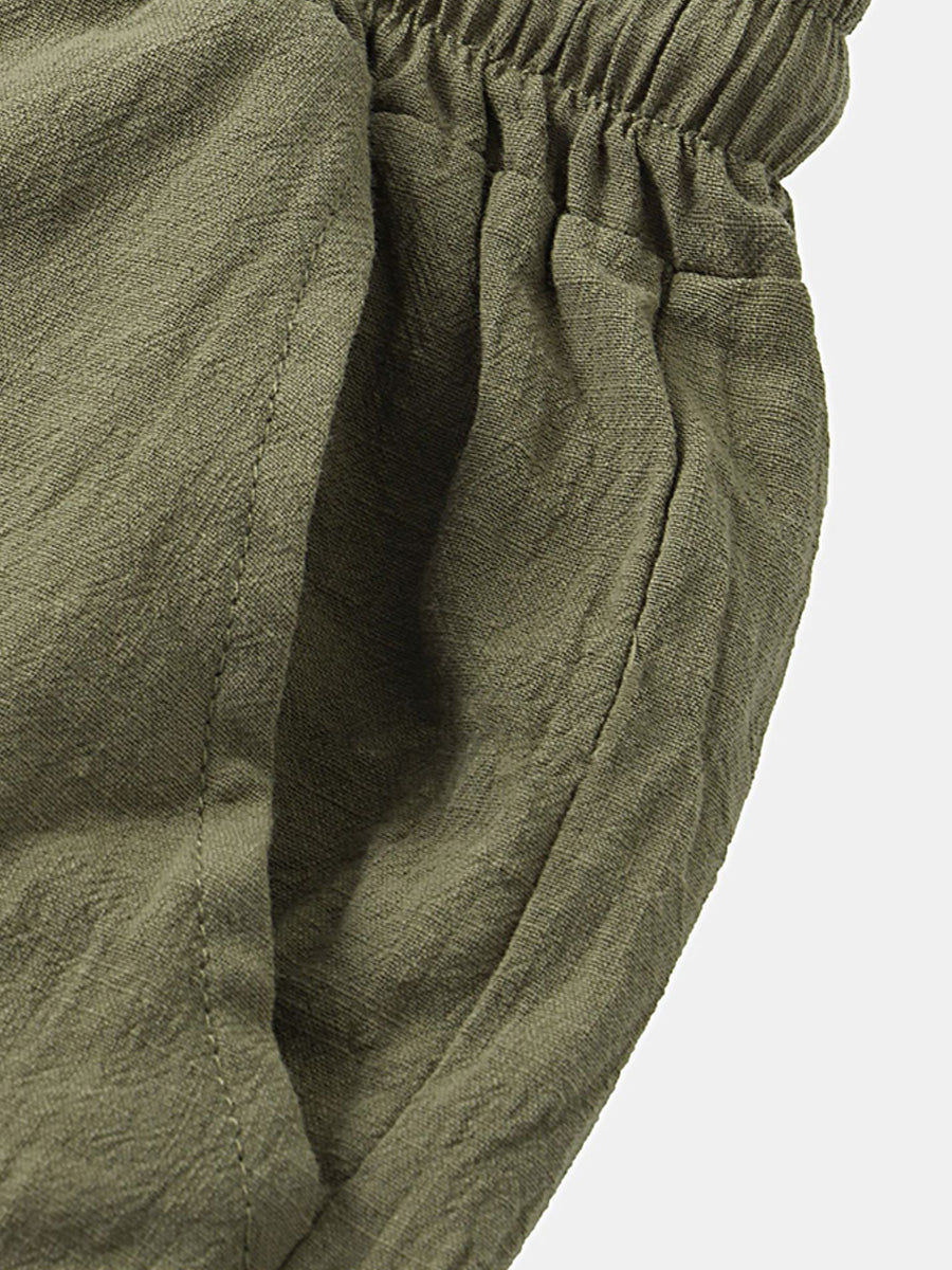 Set camicia e pantaloncini casual solidi da uomo