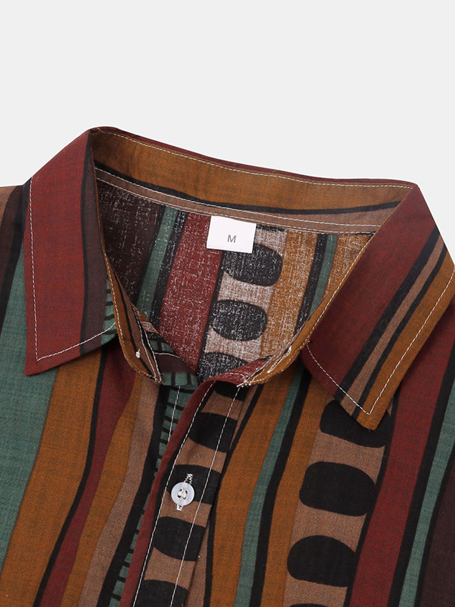 Camicia da uomo a maniche corte con stampa verticale