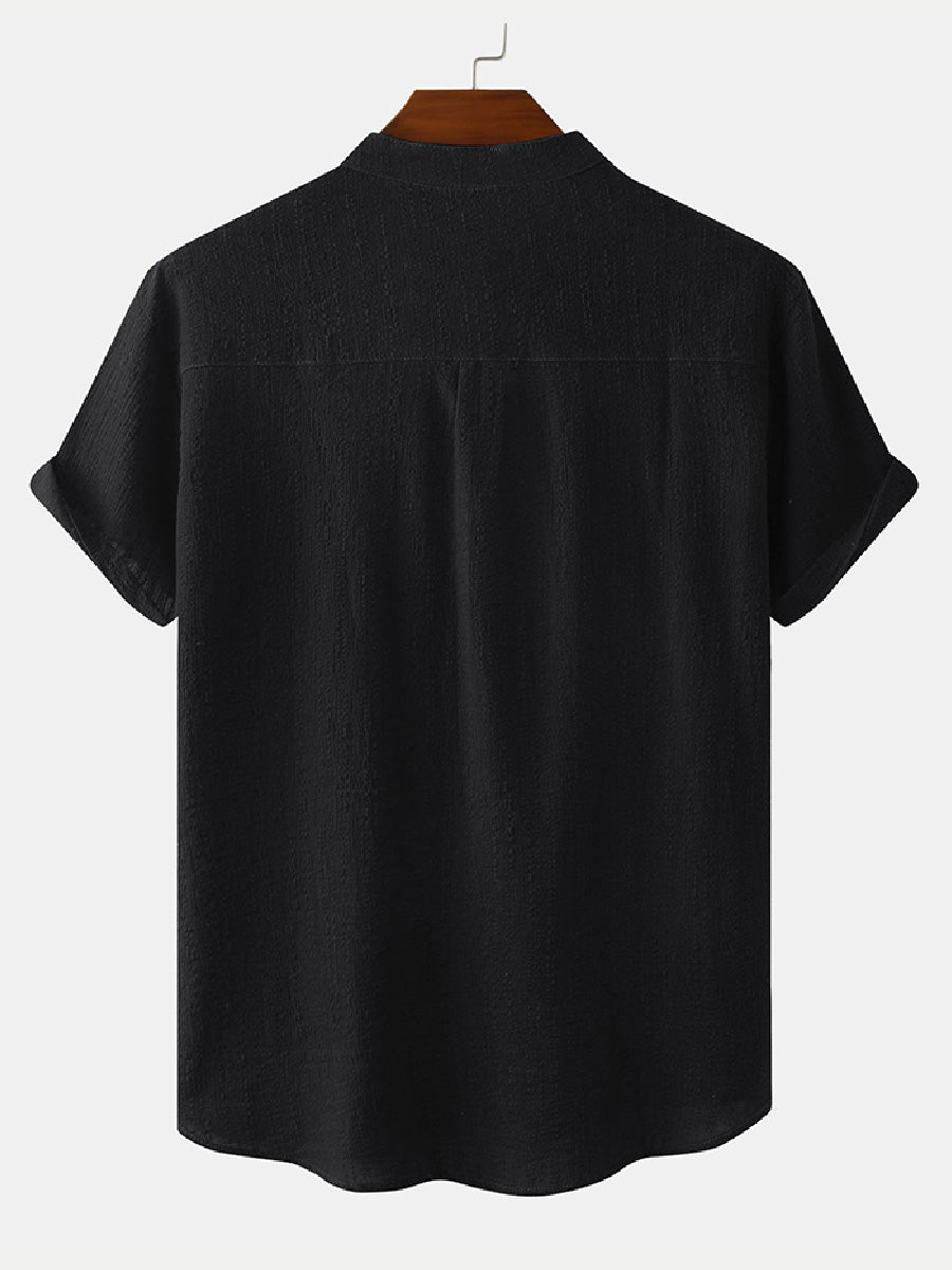 Men's  Solid casual short sleeve shirt