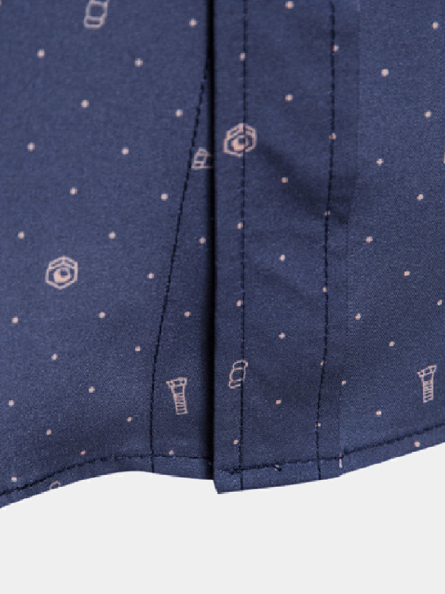 Chemise homme manches courtes imprimé vis