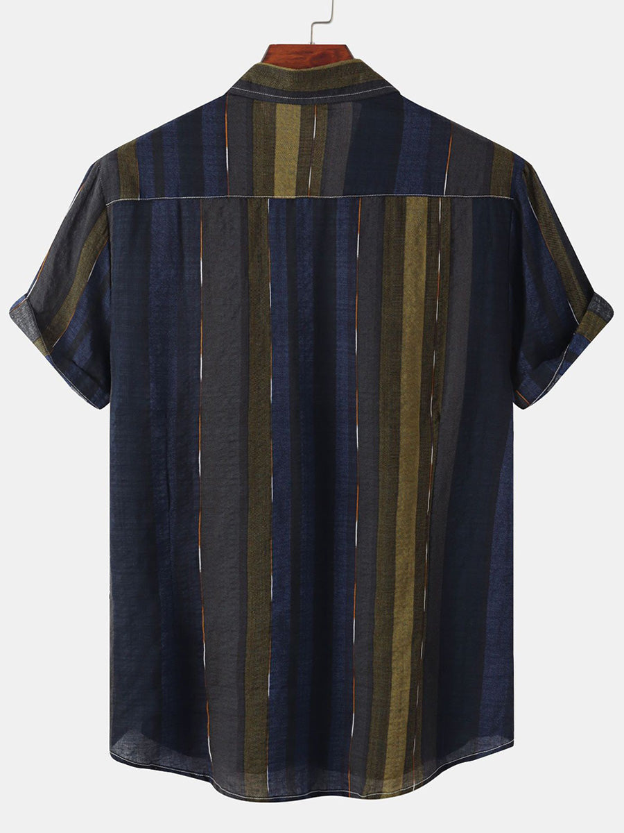 Camicia da uomo a maniche corte con stampa verticale
