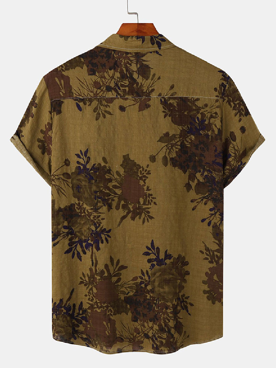 Men's Floral Print short sleeve shirt