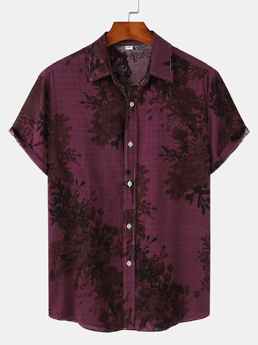 Men's Floral Print short sleeve shirt